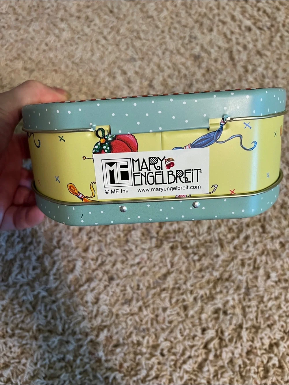 Mary Engelbreit Sewing-Themed Tin Container for